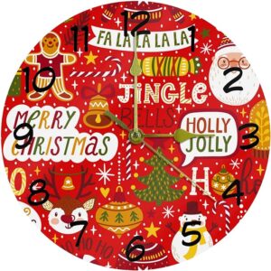 Merry Christmas Battery Operated Round Wall Clock Bedroom Living Room Kitchen Bathroom Office School