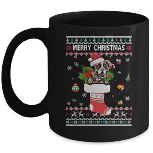 Merry Christmas Boxer In Sock Dog Funny Ugly Xmas Mug