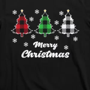 Merry Christmas Buffalo Plaid Christmas Tree T Shirt 3
