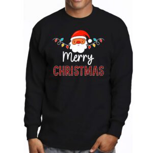 Merry Christmas Buffalo Plaid Red Santa Hat Xmas Pajamas Longsleeve Tee 3 3