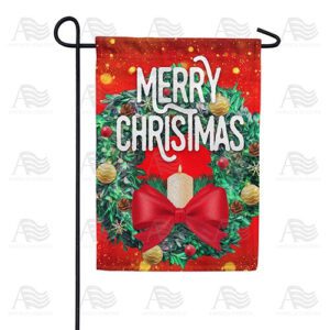 Merry Christmas Candle Wreath Garden Flag