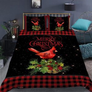 Merry Christmas Cardinal Ptc Bedding Set