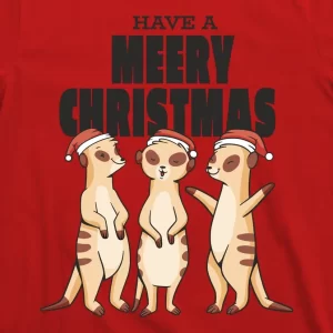 Merry Christmas Cute Meercats T Shirt 3