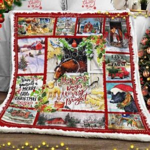 Merry Christmas Farm GS-CL-QD Sherpa Fleece Blanket