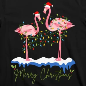 Merry Christmas Flamingo Holiday T Shirt 3