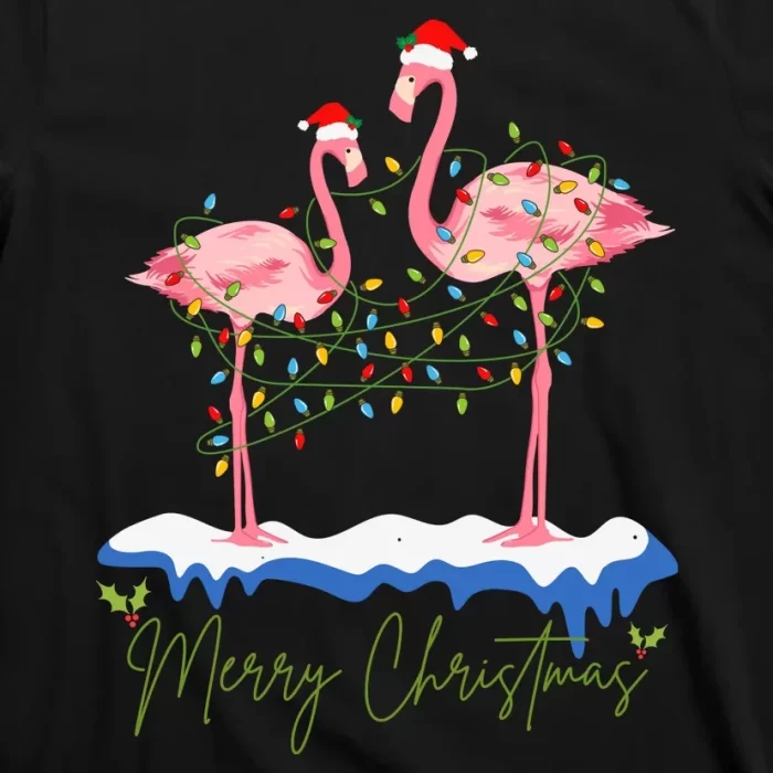 Merry Christmas Flamingo Holiday T Shirt 3