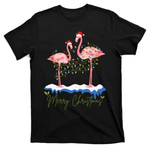 Merry Christmas Flamingo Holiday T-Shirt