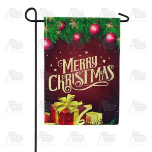 Merry Christmas Foil Wrapped Gifts Garden Flag