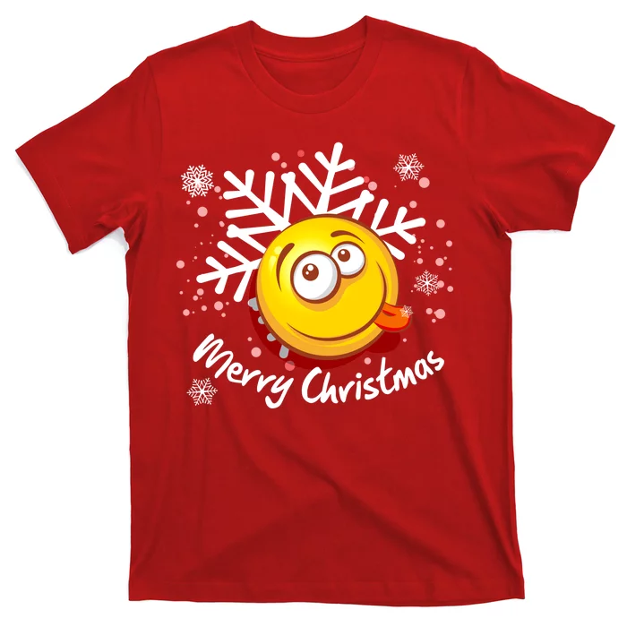 Merry Christmas Funny Smiley Face Snowflake T-Shirt