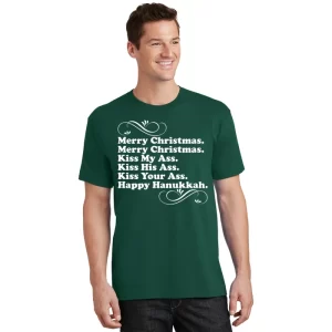 Merry Christmas Happy Hanukkah Funny Holiday T Shirt 1