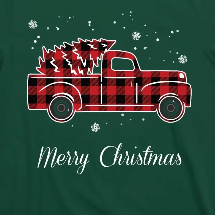 Merry Christmas Old Fashion Pick Up Truck Tree T Shirt 3