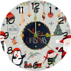 Merry Christmas Party Battery Operated Round Wall Clock Bedroom Living Room Kitchen Bathroom Office School