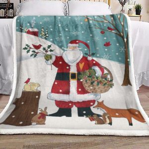 Merry Christmas Pattern Santa Clause Sherpa Fleece Blanket