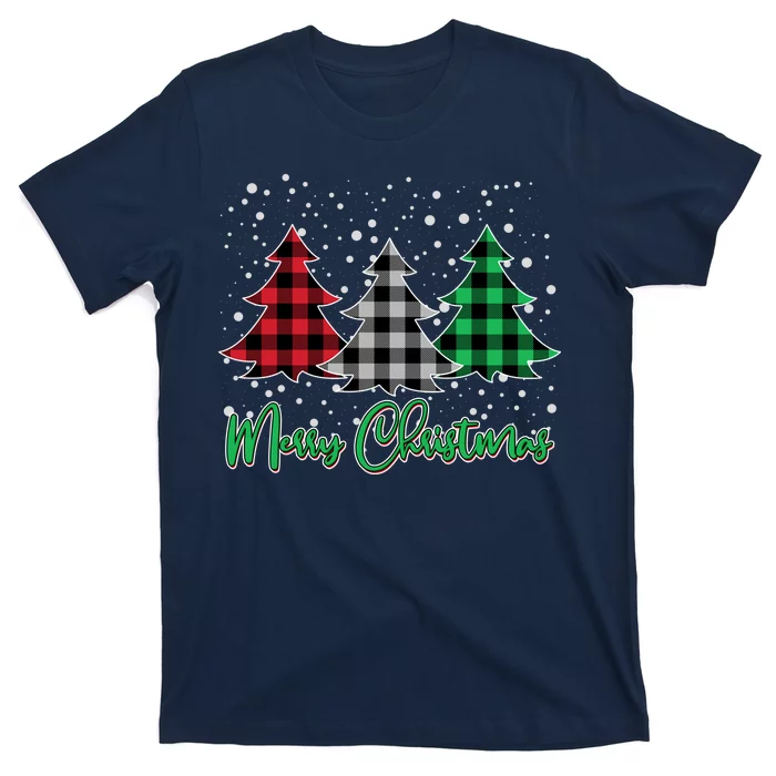 Merry Christmas Plaid Trees T-Shirt