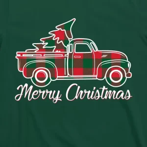 Merry Christmas Plaid Truck And Tree T Shirt 3