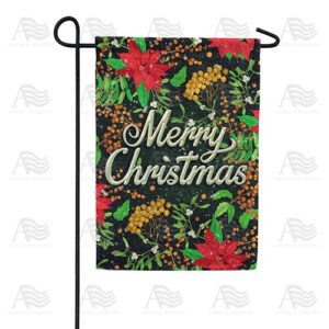Merry Christmas Poinsettias Garden Flag