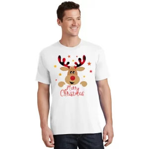 Merry Christmas Reindeer Cute Holiday T Shirt 1