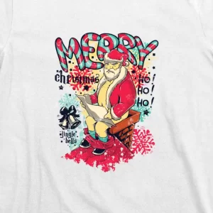 Merry Christmas Santa Poop Down Chimney T Shirt 3
