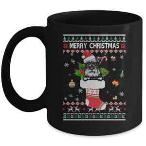 Merry Christmas Schnauzer In Sock Dog Funny Ugly Xmas Mug