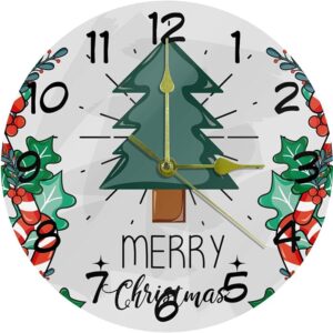 Merry Christmas Tree Battery Operated Round Wall Clock Bedroom Living Room Kitchen Bathroom Office School