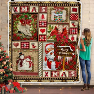 Merry Christmas Truck Snowman And Santa Claus Fleece Blanket