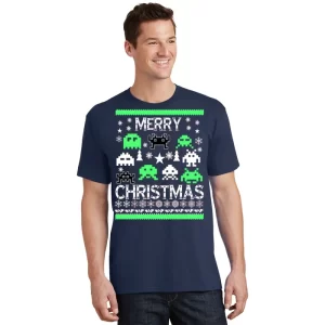 Merry Christmas Ugly Alien Sweater T Shirt 1