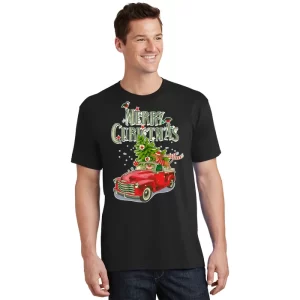 Merry Christmas Vintage Pickup Truck Tree Dachshund T Shirt 1