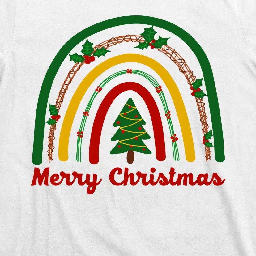 Merry-Christmas-Vintage-Rainbow-Festive-T-Shirt-3 Merry Christmas Vintage Rainbow Festive T Shirt 3