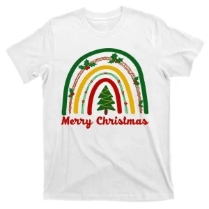 Merry Christmas Vintage Rainbow Festive T-Shirt