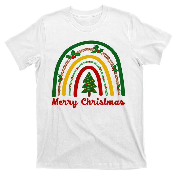 Merry-Christmas-Vintage-Rainbow-Festive-T-Shirt Merry Christmas Vintage Rainbow Festive T-Shirt