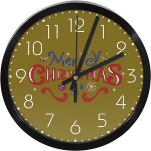 Merry Christmas Wall Clock Silent Non Ticking - 10 Inch Quality Quartz Battery Operated Round Easy To Read Home/Office/Classroom/School Clock