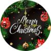 Merry Christmas With Baubles Decorative Round Wall Clock 9.85 Inch Silent Clock For Living Room Kitchen Bedroom