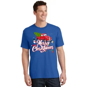 Merry Christmas With Truck Gift T Shirt 1