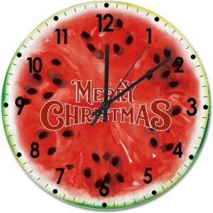 Merry Christmas Wood Wall Clock Fruit Merry Christmas Round Wall Clock Silent Non-Ticking 12x12in Wooden Clocks Home Decor Art For Living R