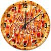 Merry Christmas Wood Wall Clock Pizza Merry Christmas Round Wall Clock Silent Non-Ticking 10x10in Wooden Clocks Home Decor Art For Living R