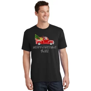 Merry Christmas Yall Truck T Shirt 1