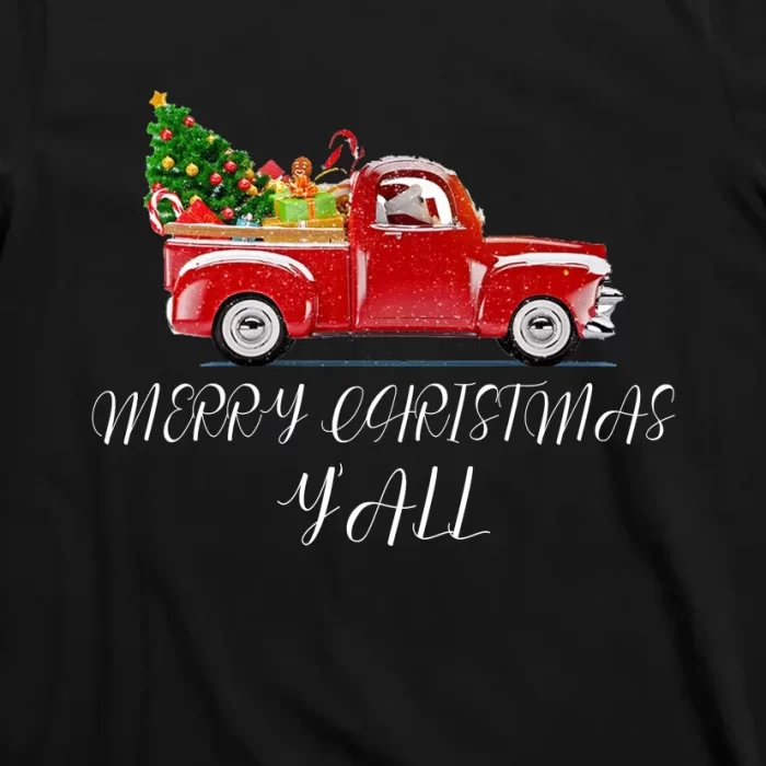 Merry Christmas Yall Truck T Shirt 3