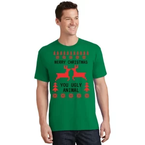 Merry Christmas You Ugly Animal T Shirt 1