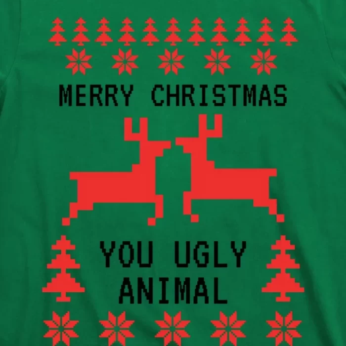 Merry Christmas You Ugly Animal T Shirt 3