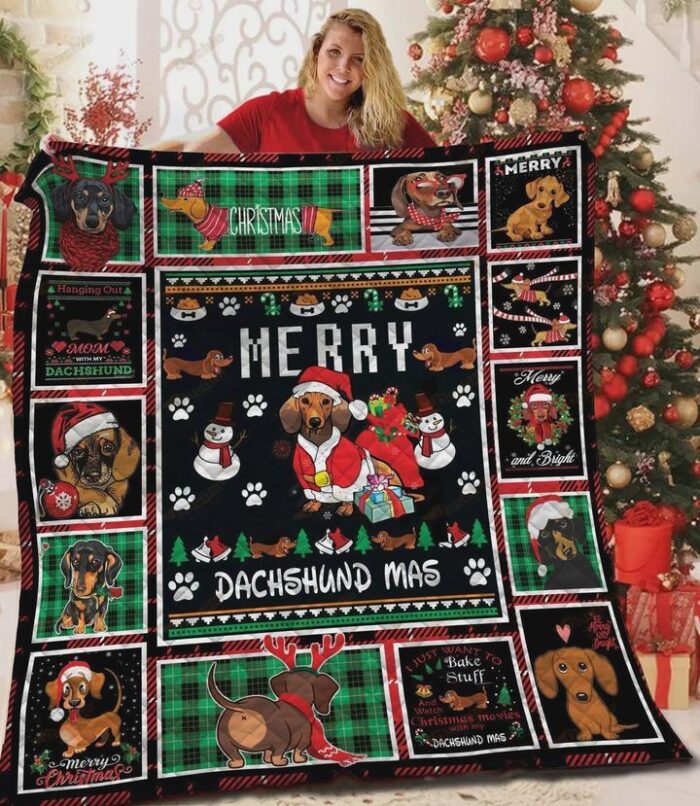 Merry Dachshundmas Christmas Fleece Blanket