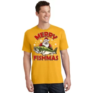 Merry Fishmas Christmas Fish Santa T Shirt 1