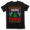 Merry Fishmas Funny Fish Fishing Ugly Christmas T-Shirt