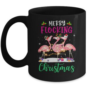 Merry Flocking Christmas Reindeer Santa ELF Flamingo Xmas Mug