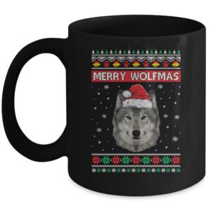 Merry Wolfmas Merry Christmas Ugly Wolf Funny Xmas Mug