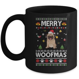 Merry Woofmas Pug Santa Reindeer Ugly Christmas Sweater Mug