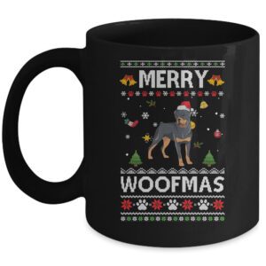 Merry Woofmas Rottweiler Santa Reindeer Ugly Christmas Sweater Mug