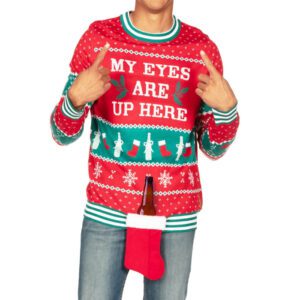 My Eyes Are Up Here Ugly Christmas Sweater