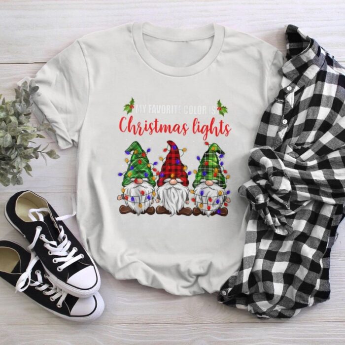My Favorite Color Is Christmas Lights Gnomes Merry Christmas T-Shirt