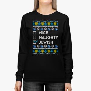 Nice Naughty Jewish Ugly Hanukkah Sweater Chanukah Jew Gift Longsleeve Tee 2 4