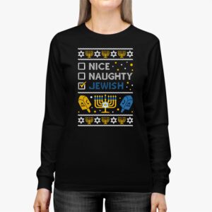 Nice Naughty Jewish Ugly Hanukkah Sweater Chanukah Jew Gift Longsleeve Tee 2 6